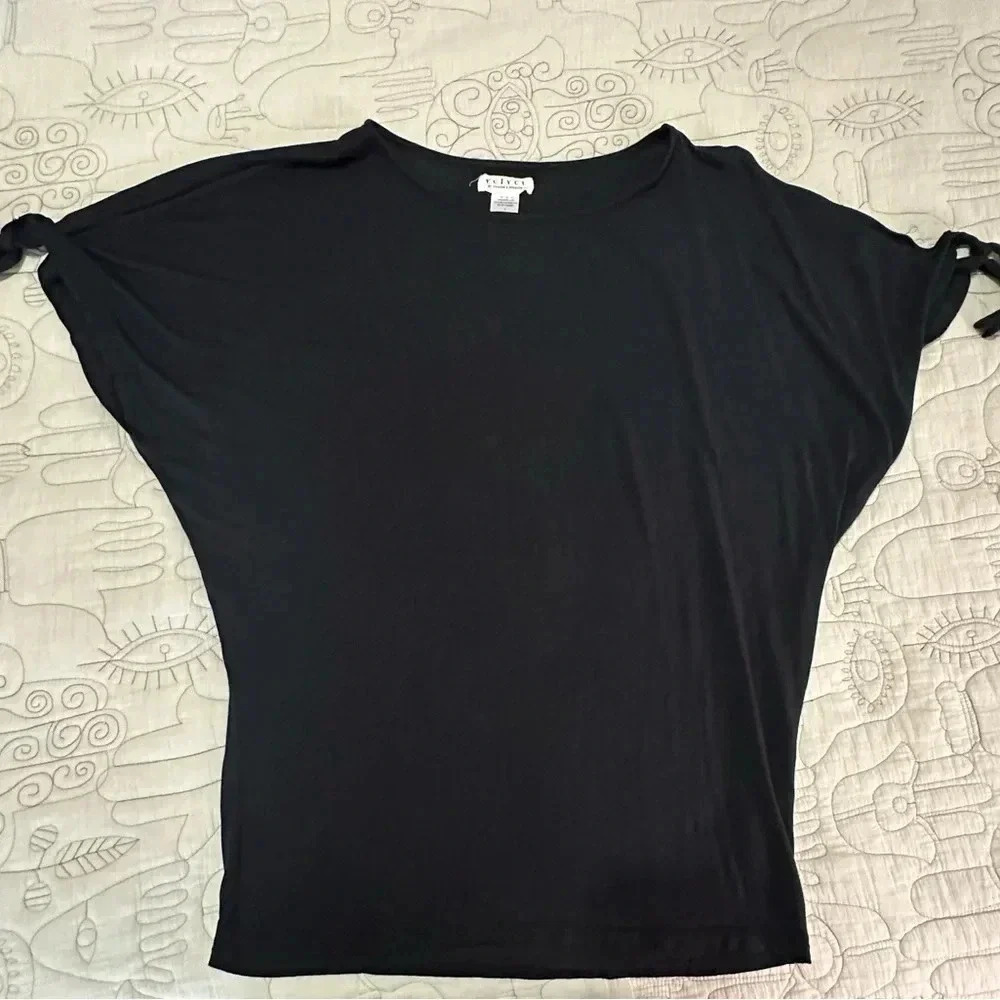 Velvet by Graham & Spencer Modal Drapey Top Split Sleeves Tie Details Size L